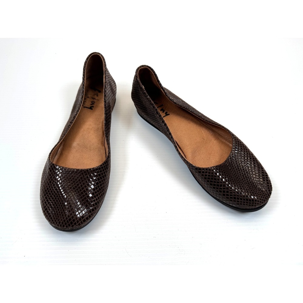 French Sole FS/NY Zeppa Flats Women 8.5 EUC Leather Snake Print Comfort Slip-on